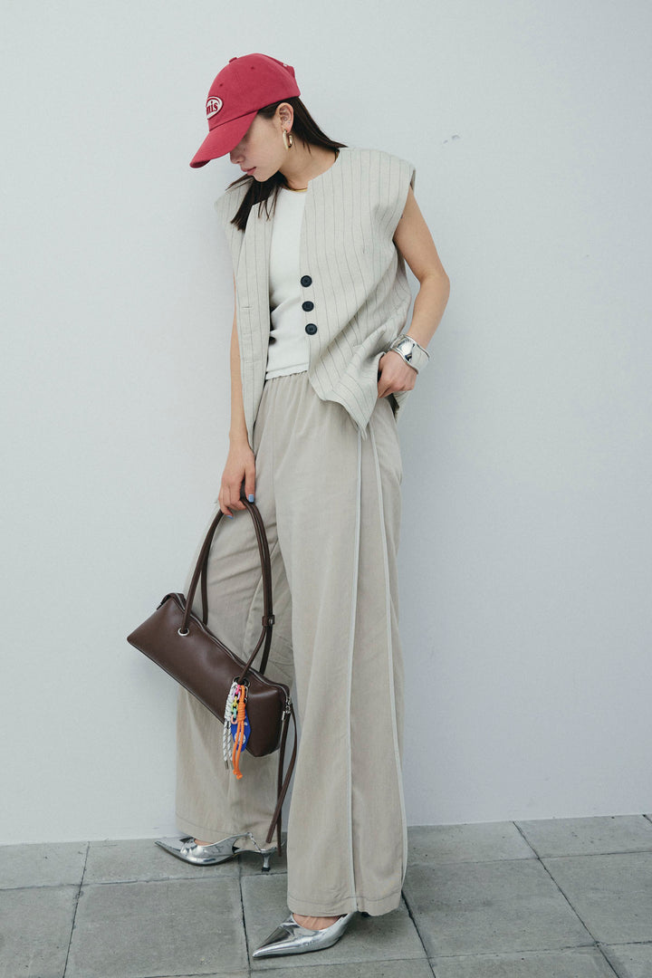 [予約/SET]ストライプBIGジレ+サイドラインリラックスパンツ(2set)