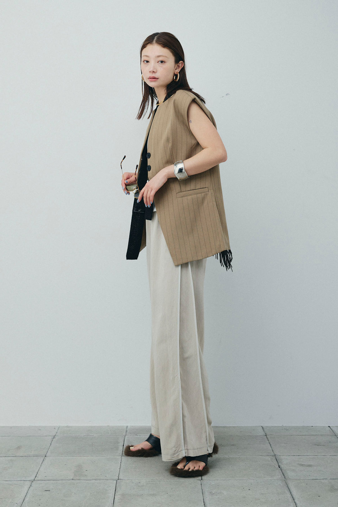 [予約/SET]ストライプBIGジレ+サイドラインリラックスパンツ(2set)