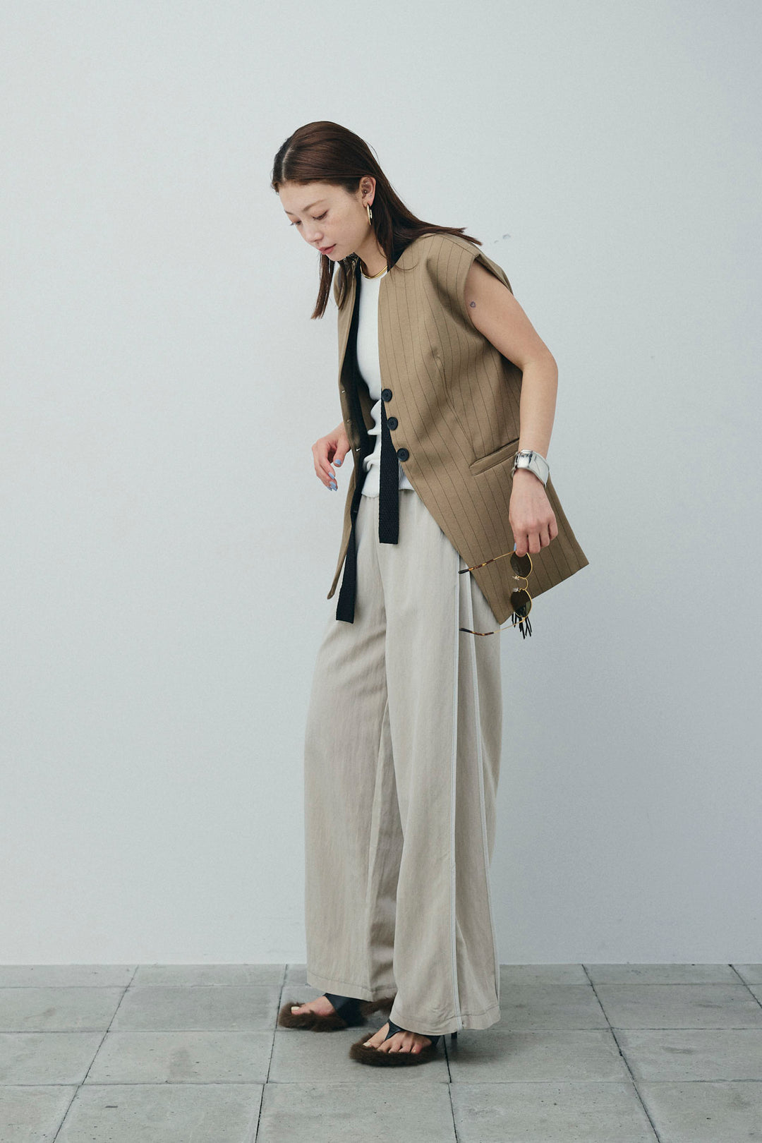 [予約/SET]ストライプBIGジレ+サイドラインリラックスパンツ(2set)