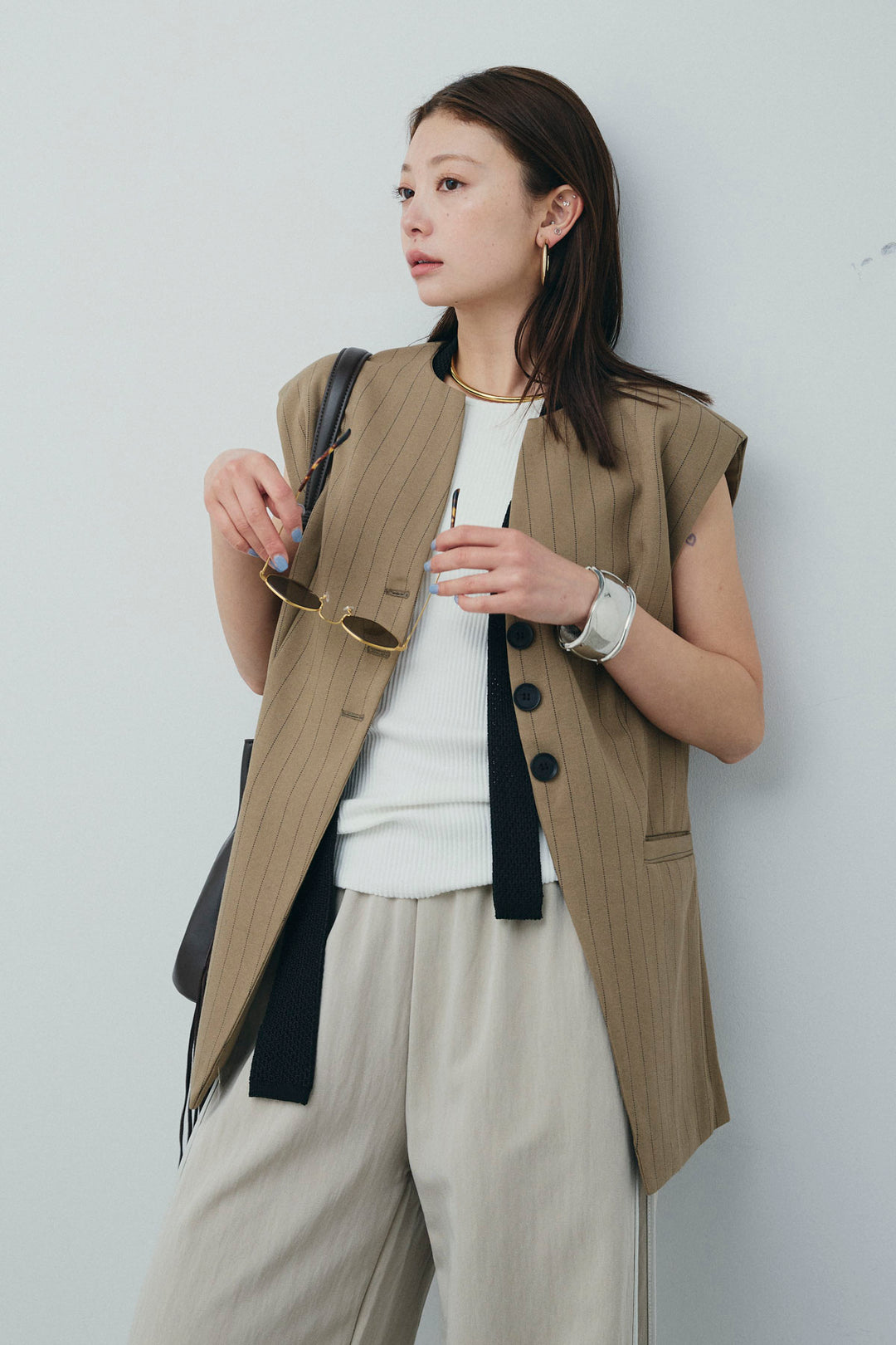 [予約/SET]ストライプBIGジレ+サイドラインリラックスパンツ(2set)