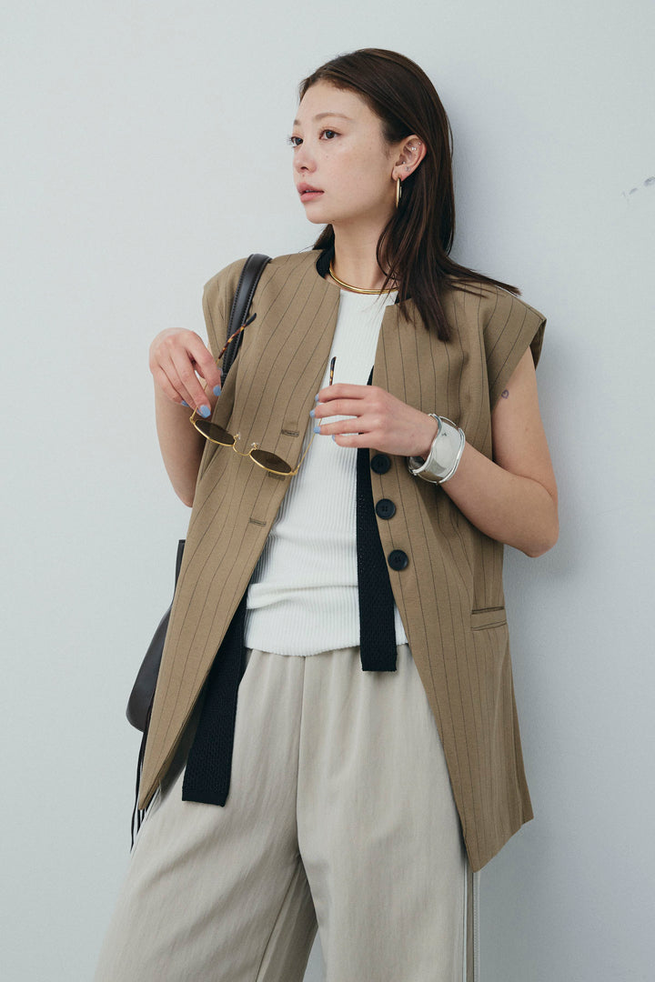 [予約/SET]ストライプBIGジレ+サイドラインリラックスパンツ(2set)