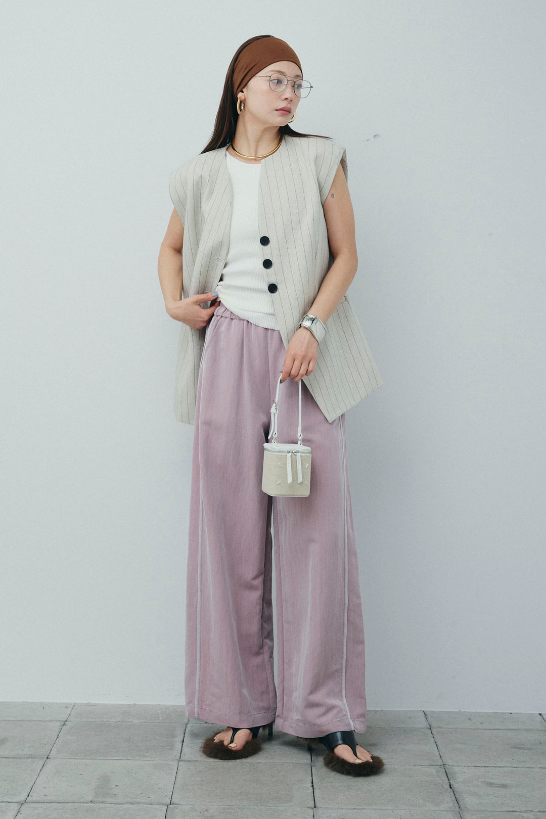 [予約/SET]ストライプBIGジレ+サイドラインリラックスパンツ(2set)