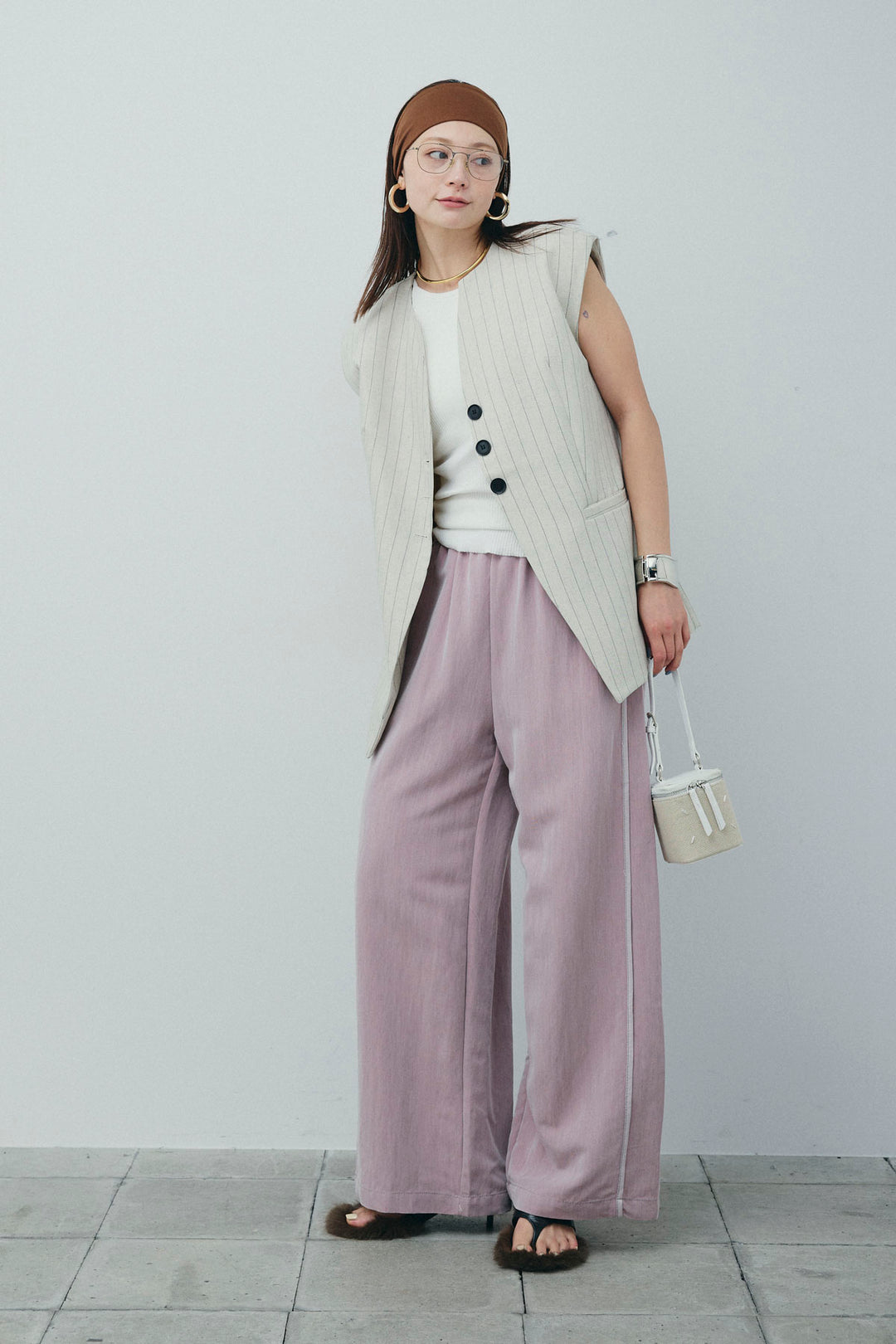 [予約/SET]ストライプBIGジレ+サイドラインリラックスパンツ(2set)