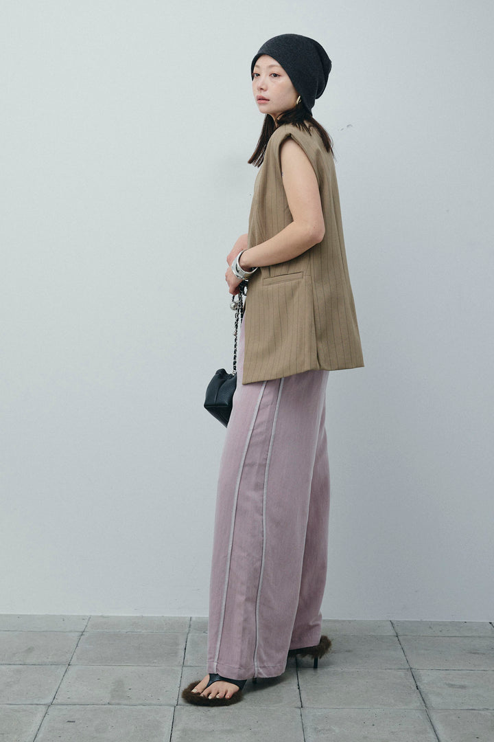 [予約/SET]ストライプBIGジレ+サイドラインリラックスパンツ(2set)