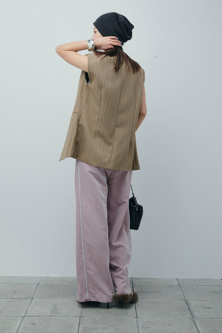 [予約/SET]ストライプBIGジレ+サイドラインリラックスパンツ(2set)