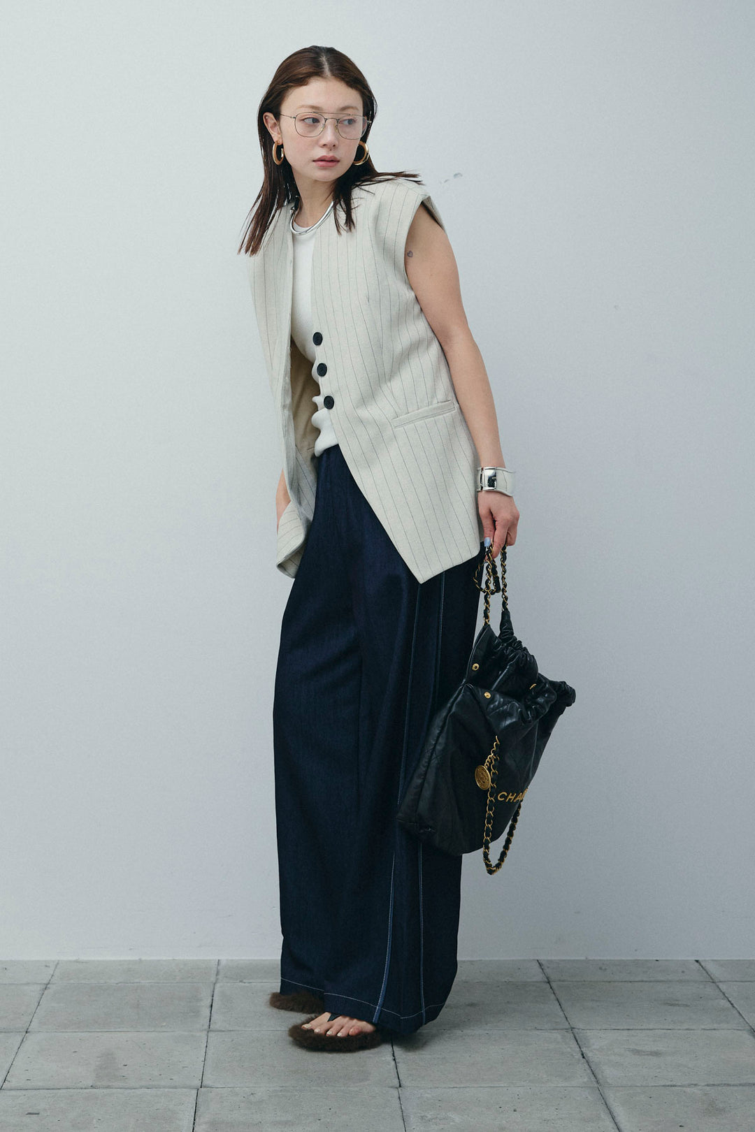 [予約/SET]ストライプBIGジレ+サイドラインリラックスパンツ(2set)