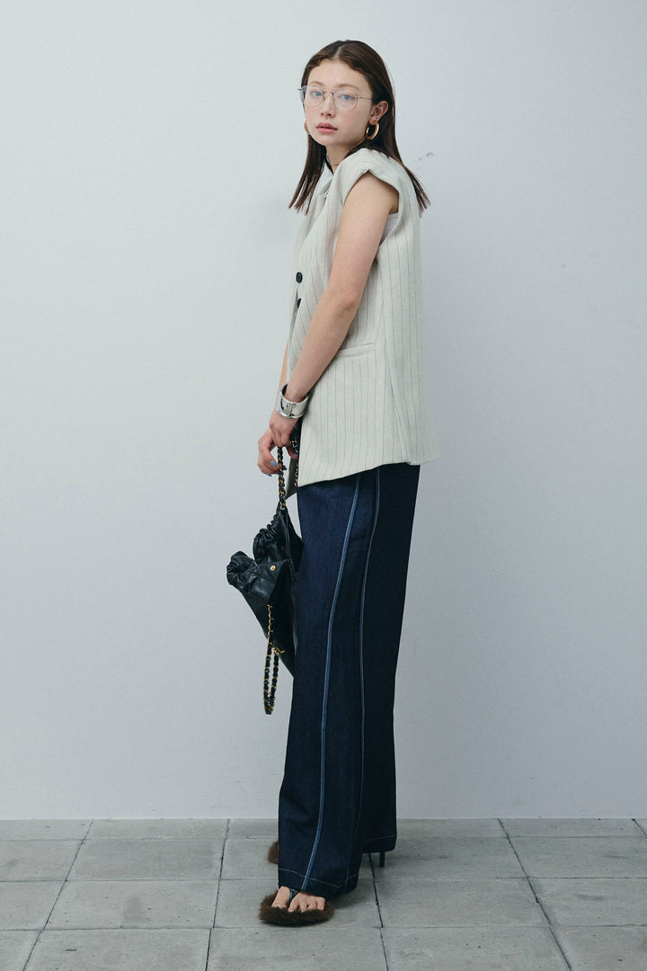 [予約/SET]ストライプBIGジレ+サイドラインリラックスパンツ(2set)