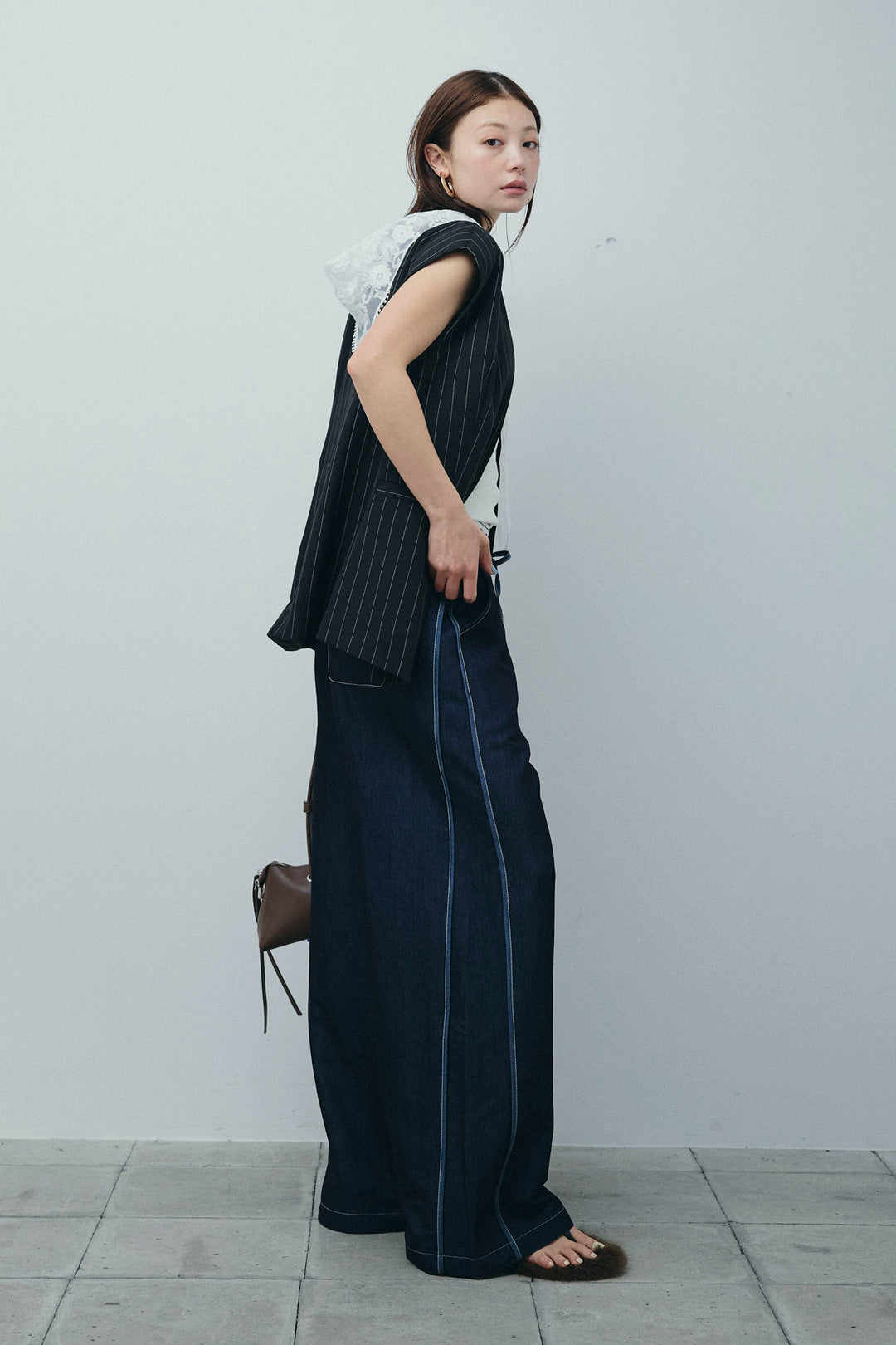 [予約/SET]ストライプBIGジレ+サイドラインリラックスパンツ(2set)