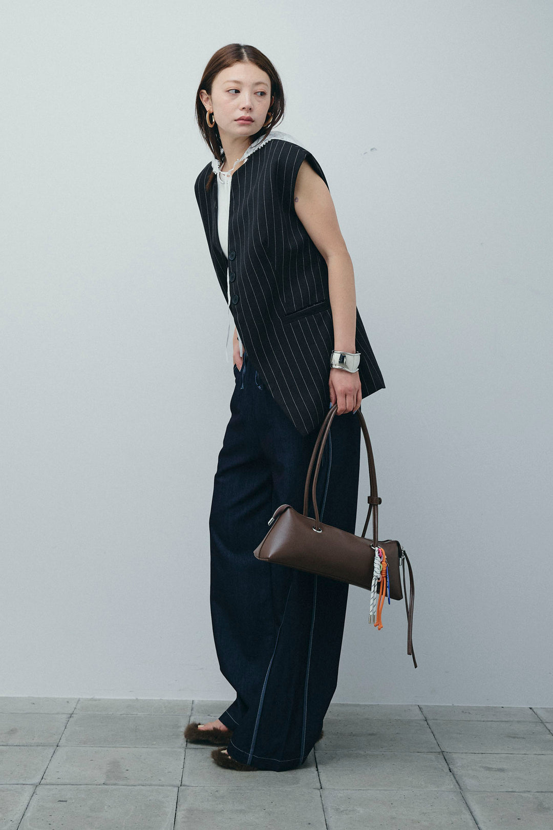 [予約/SET]ストライプBIGジレ+サイドラインリラックスパンツ(2set)