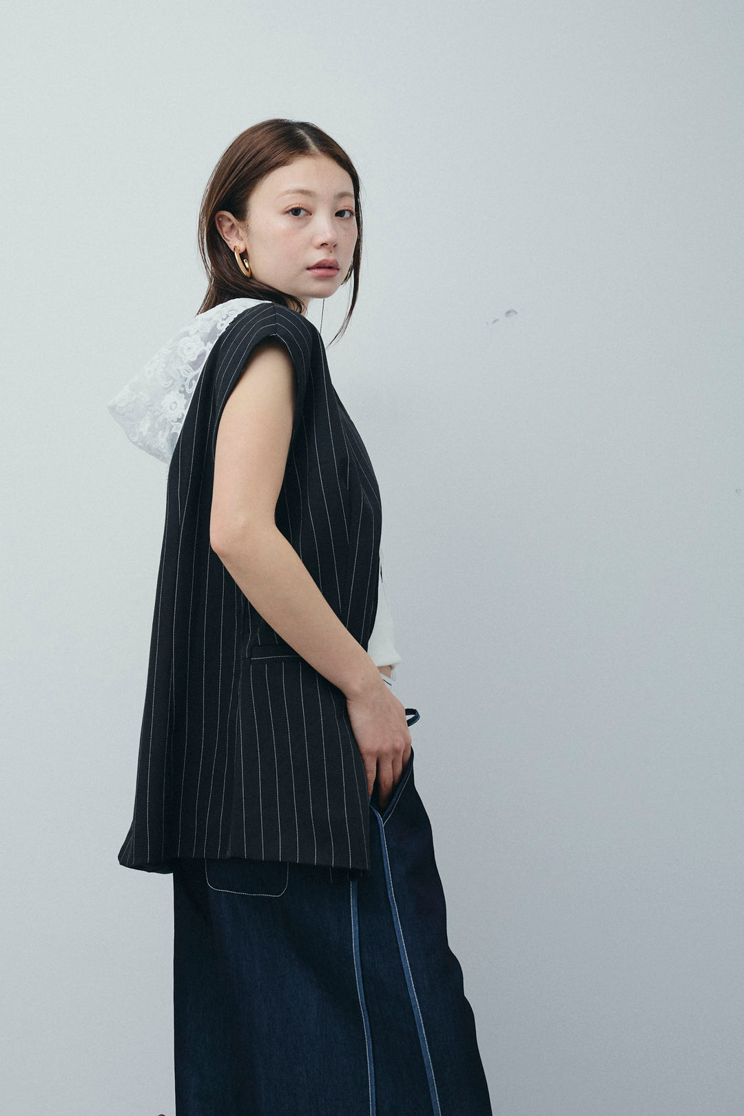 [予約/SET]ストライプBIGジレ+サイドラインリラックスパンツ(2set)