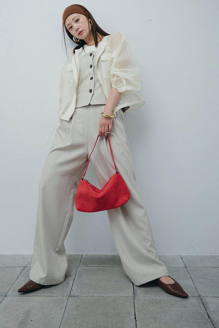 [予約/SET]ドロストシアーブルゾン+フロントボタンベアトップ+ツイルタックワイドパンツ(3set)