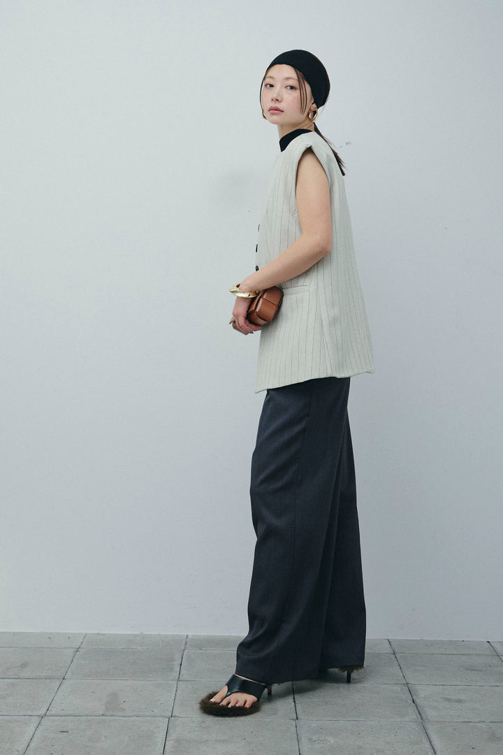 [予約/SET]ストライプBIGジレ+フィッシュネットノースリーブニット+ハイウエストワイドサロペット(3set)