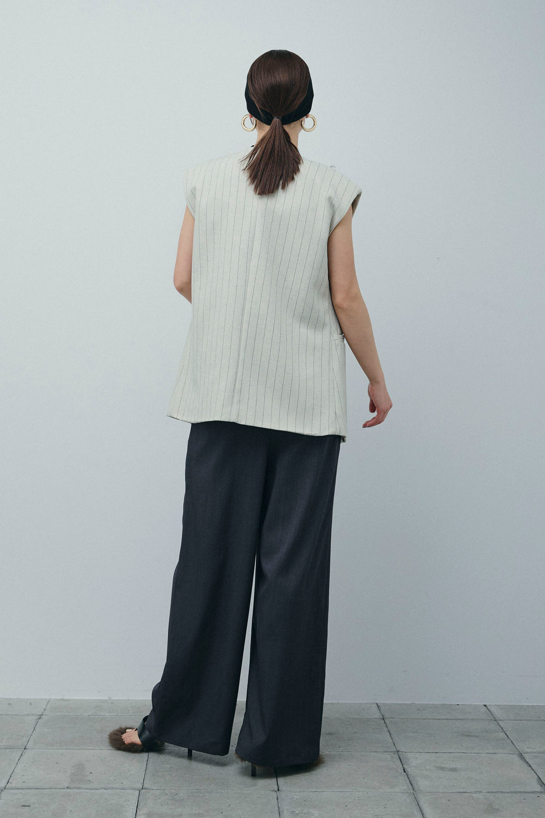 [予約/SET]ストライプBIGジレ+フィッシュネットノースリーブニット+ハイウエストワイドサロペット(3set)