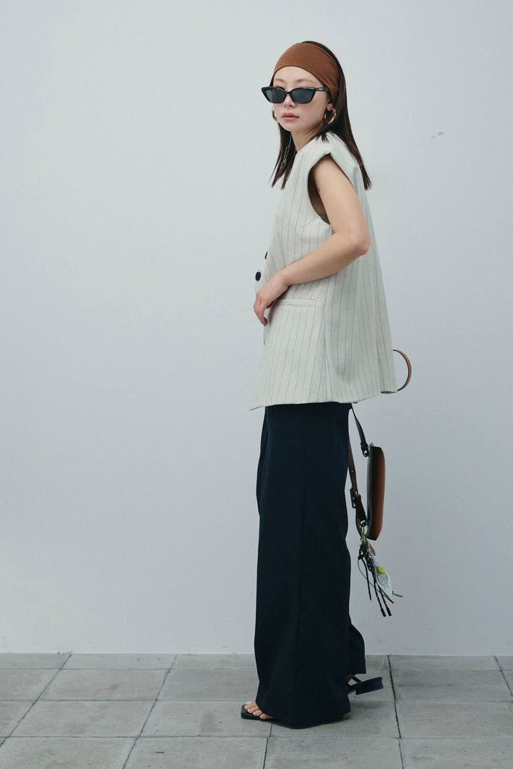 [予約/SET]ストライプBIGジレ+フィッシュネットノースリーブニット+ハイウエストワイドサロペット(3set)