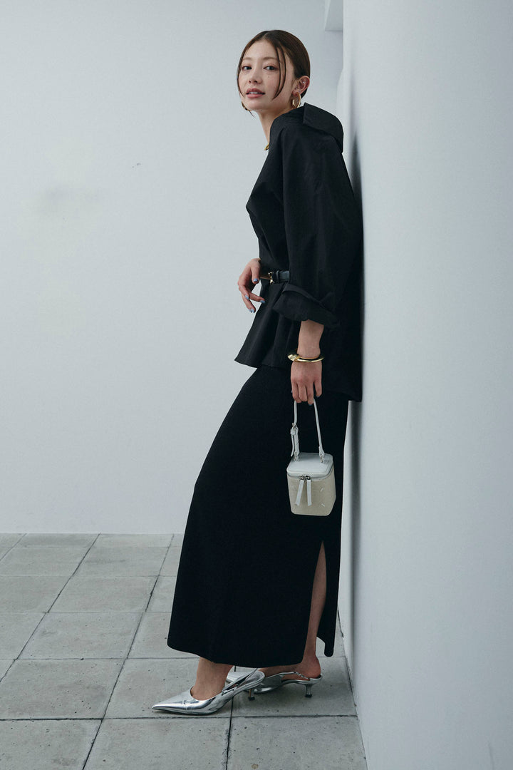 [予約/SET]スキッパービッグシャツ+ラメタイトスカート(2set)