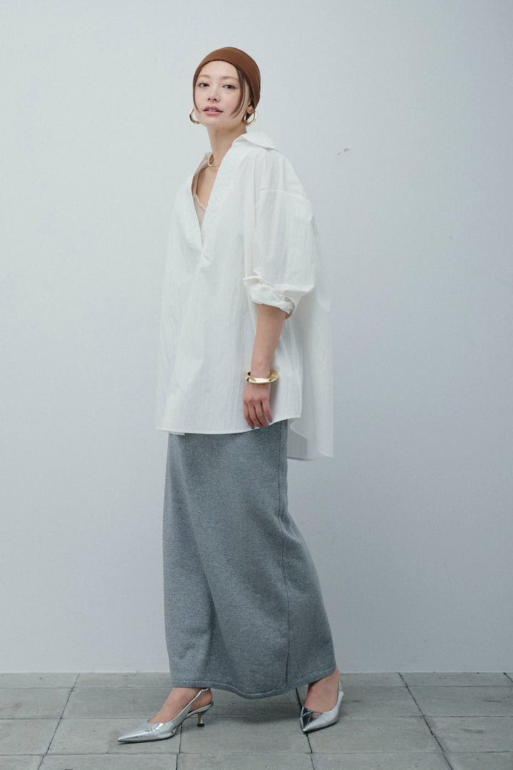 [予約/SET]スキッパービッグシャツ+ラメタイトスカート(2set)