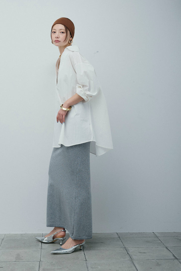 [予約/SET]スキッパービッグシャツ+ラメタイトスカート(2set)