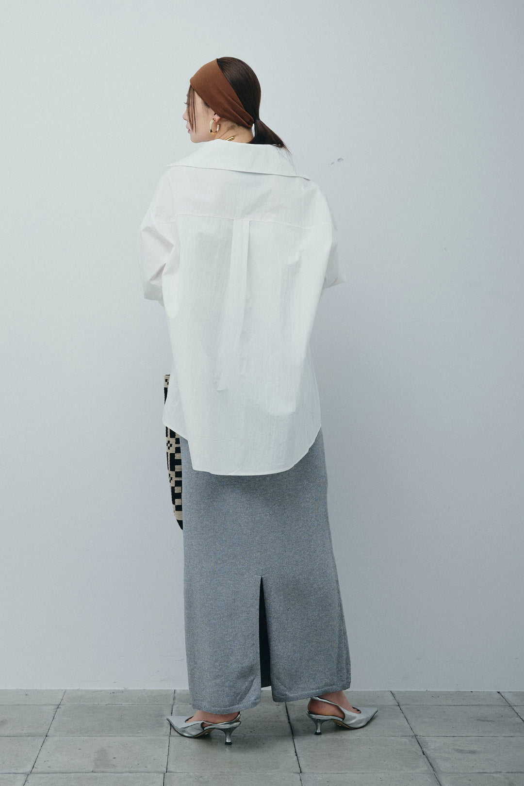 [予約/SET]スキッパービッグシャツ+ラメタイトスカート(2set)