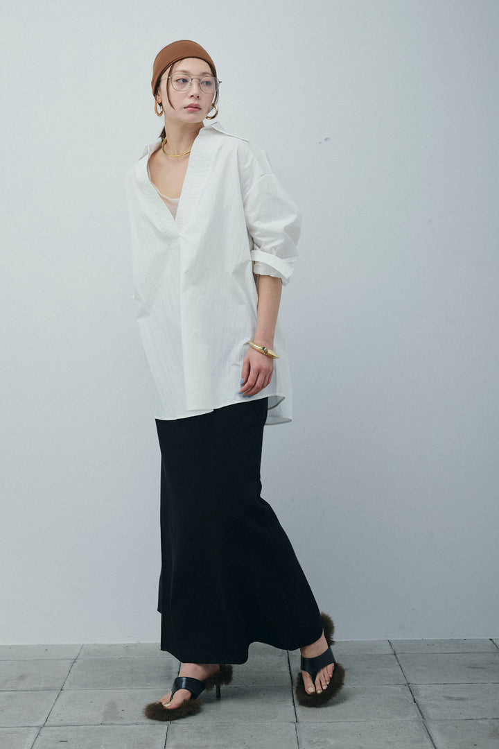 [予約/SET]スキッパービッグシャツ+ラメタイトスカート(2set)