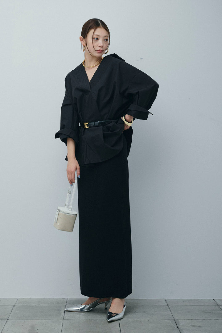 [予約/SET]スキッパービッグシャツ+ラメタイトスカート(2set)