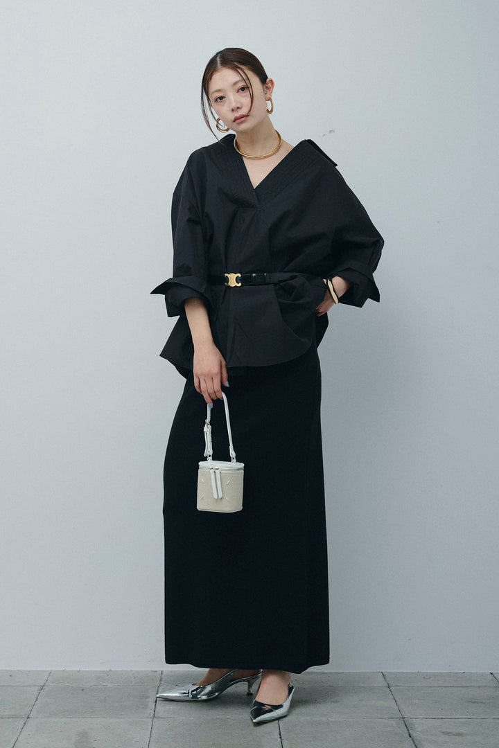 [予約/SET]スキッパービッグシャツ+ラメタイトスカート(2set)