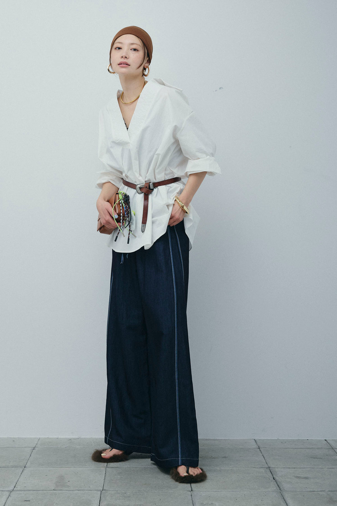 [予約/SET]スキッパービッグシャツ+サイドラインリラックスパンツ(2set)