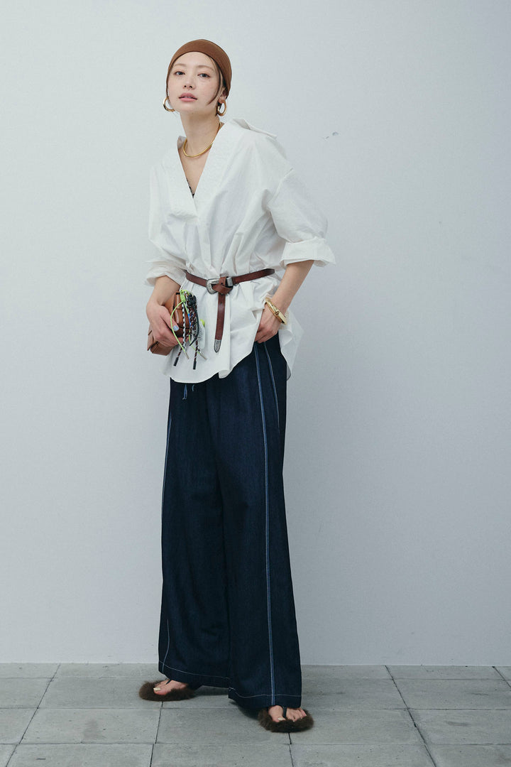 [予約/SET]スキッパービッグシャツ+サイドラインリラックスパンツ(2set)