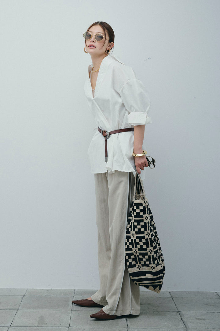 [予約/SET]スキッパービッグシャツ+サイドラインリラックスパンツ(2set)