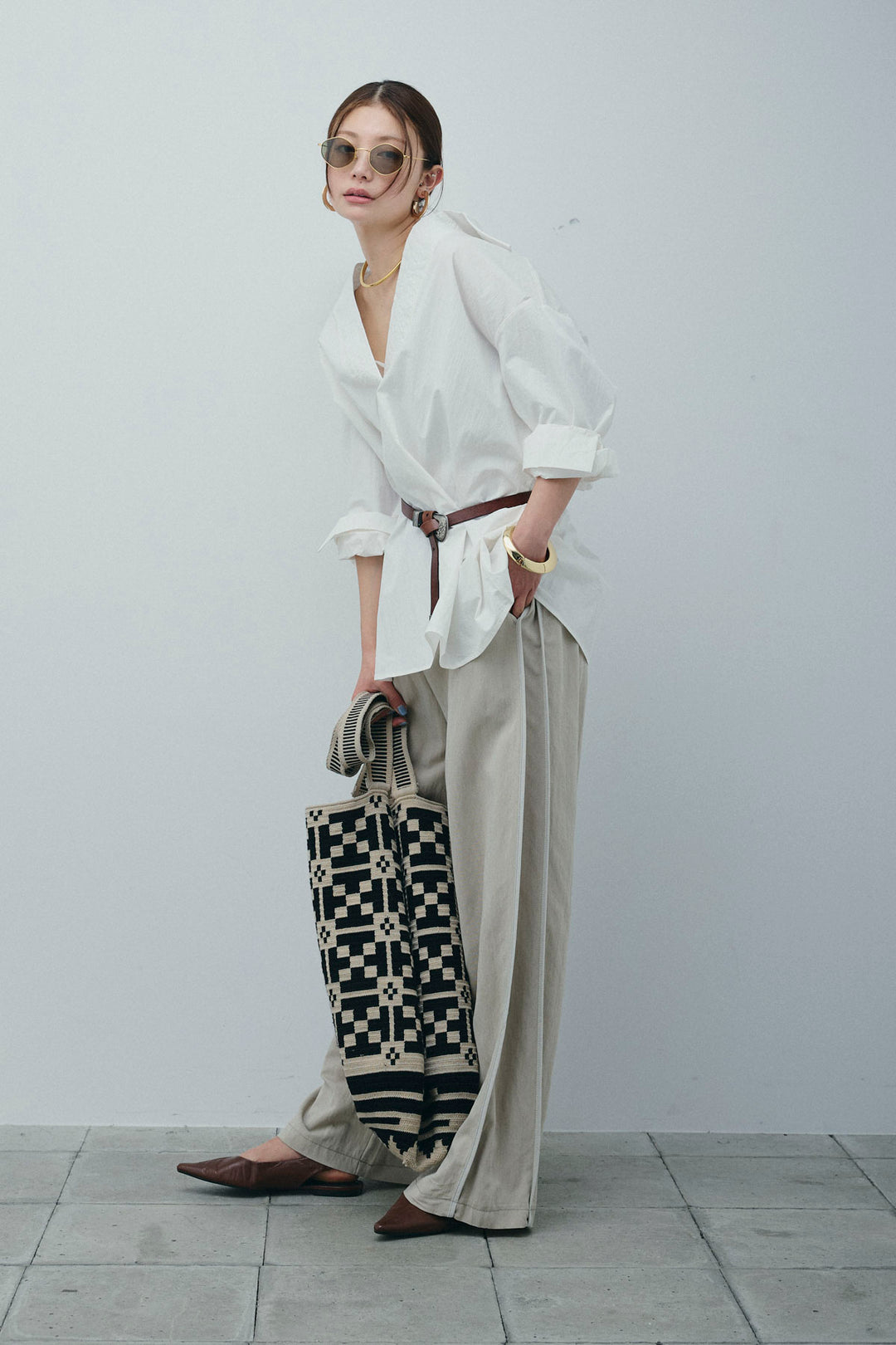 [予約/SET]スキッパービッグシャツ+サイドラインリラックスパンツ(2set)