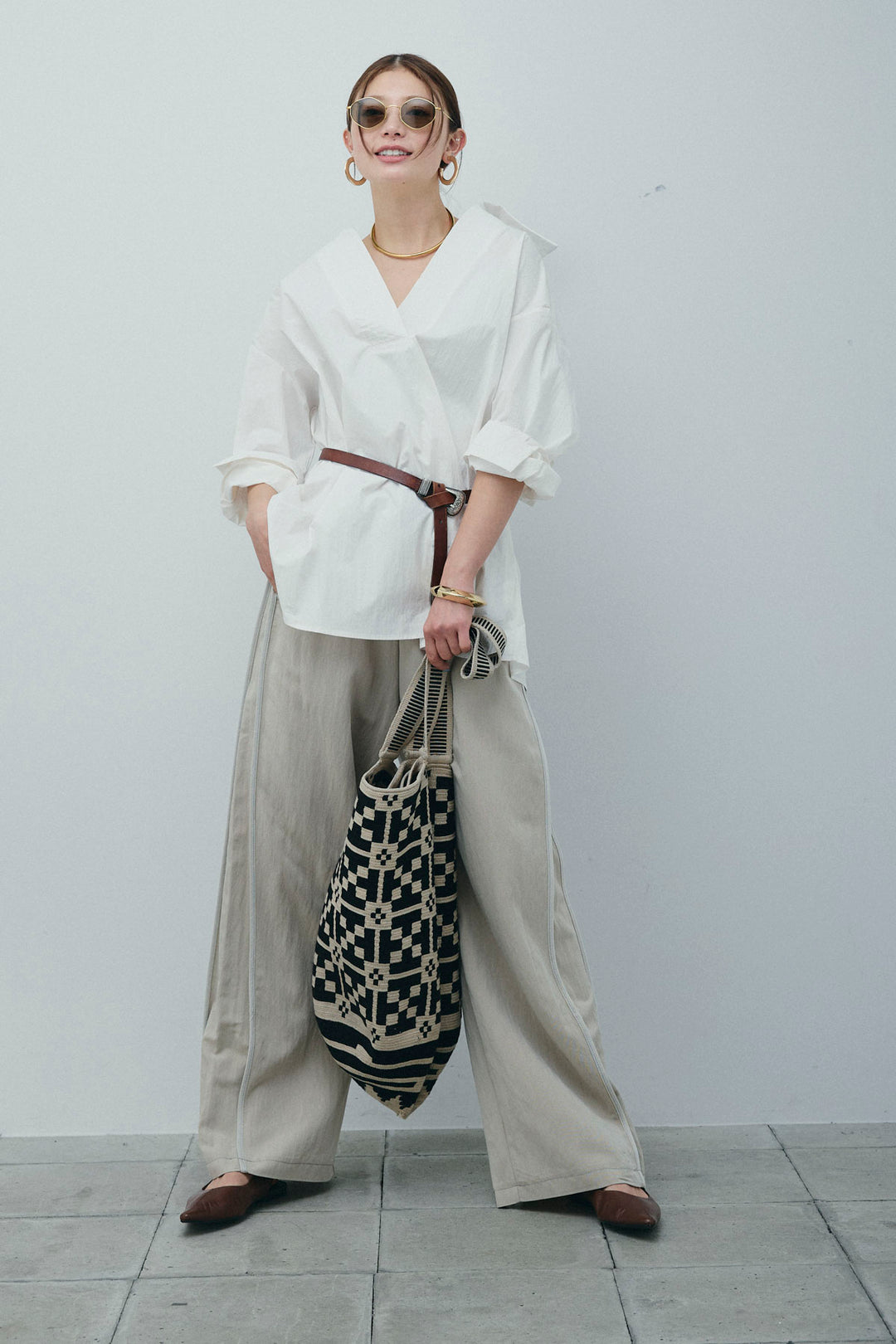 [予約/SET]スキッパービッグシャツ+サイドラインリラックスパンツ(2set)