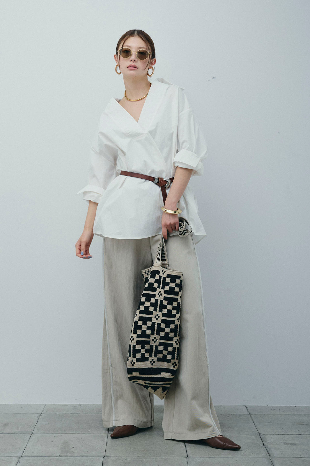 [予約/SET]スキッパービッグシャツ+サイドラインリラックスパンツ(2set)