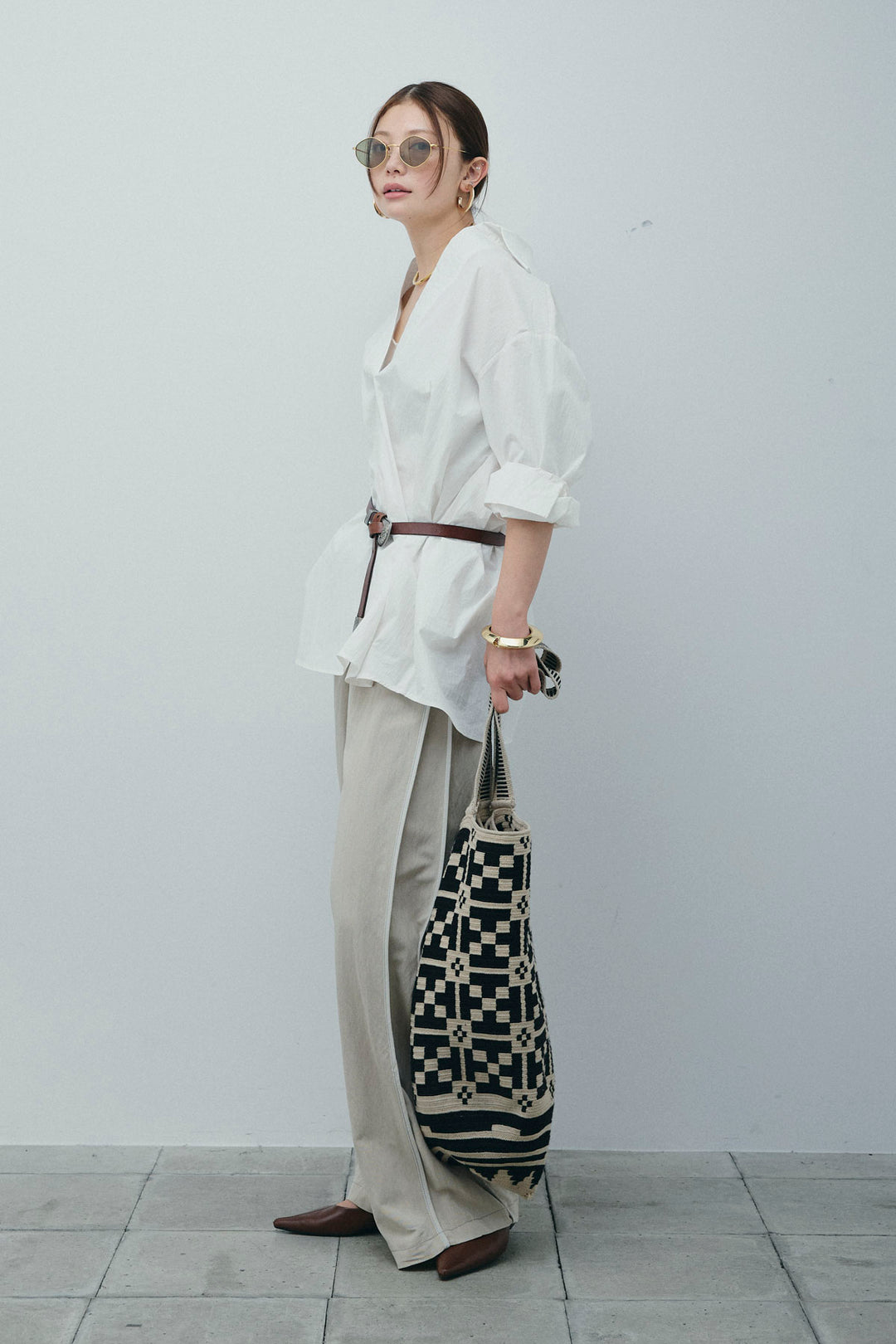 [予約/SET]スキッパービッグシャツ+サイドラインリラックスパンツ(2set)