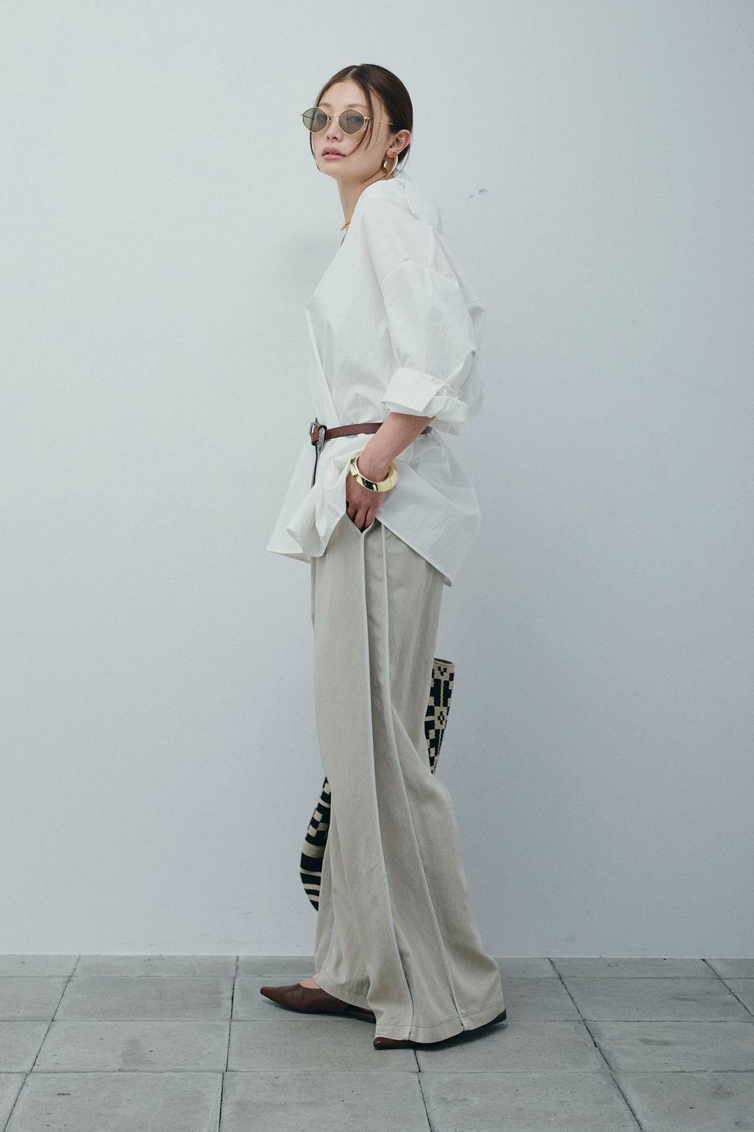 [予約/SET]スキッパービッグシャツ+サイドラインリラックスパンツ(2set)