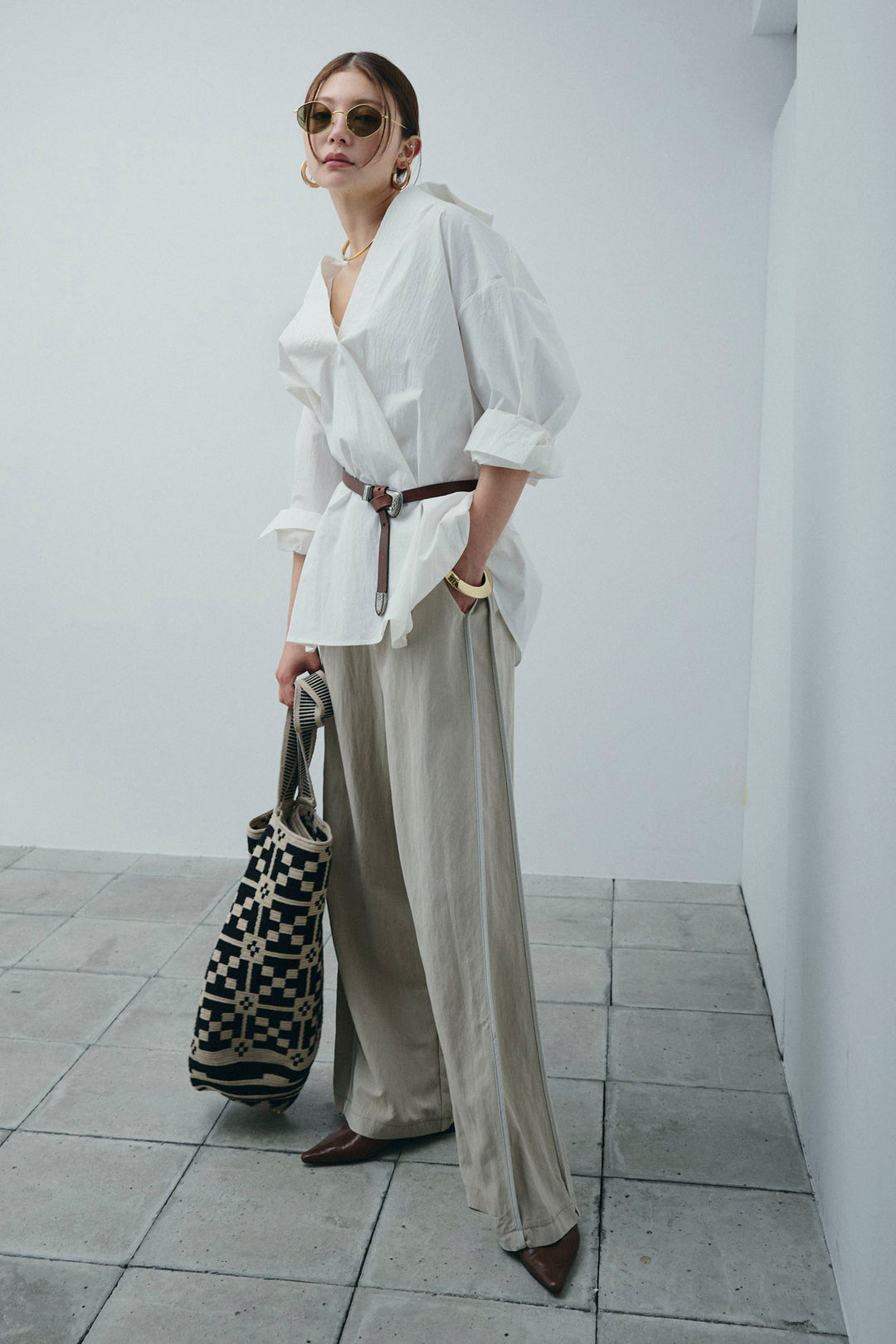 [予約/SET]スキッパービッグシャツ+サイドラインリラックスパンツ(2set)