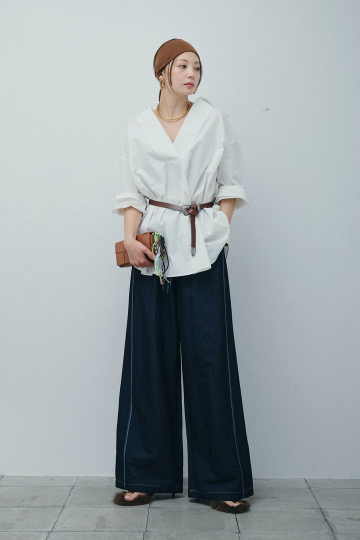 [予約/SET]スキッパービッグシャツ+サイドラインリラックスパンツ(2set)