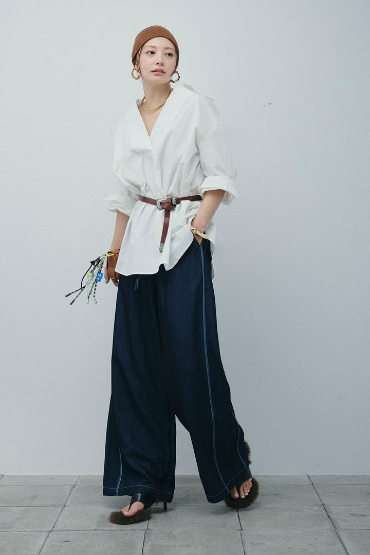 [予約/SET]スキッパービッグシャツ+サイドラインリラックスパンツ(2set)