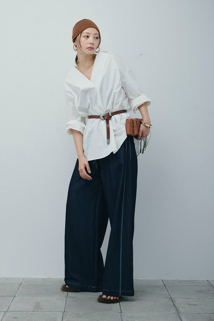 [予約/SET]スキッパービッグシャツ+サイドラインリラックスパンツ(2set)