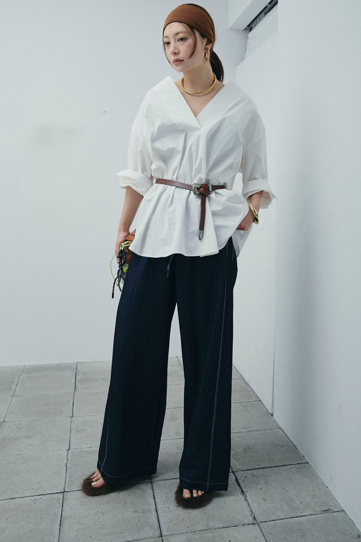 [予約/SET]スキッパービッグシャツ+サイドラインリラックスパンツ(2set)