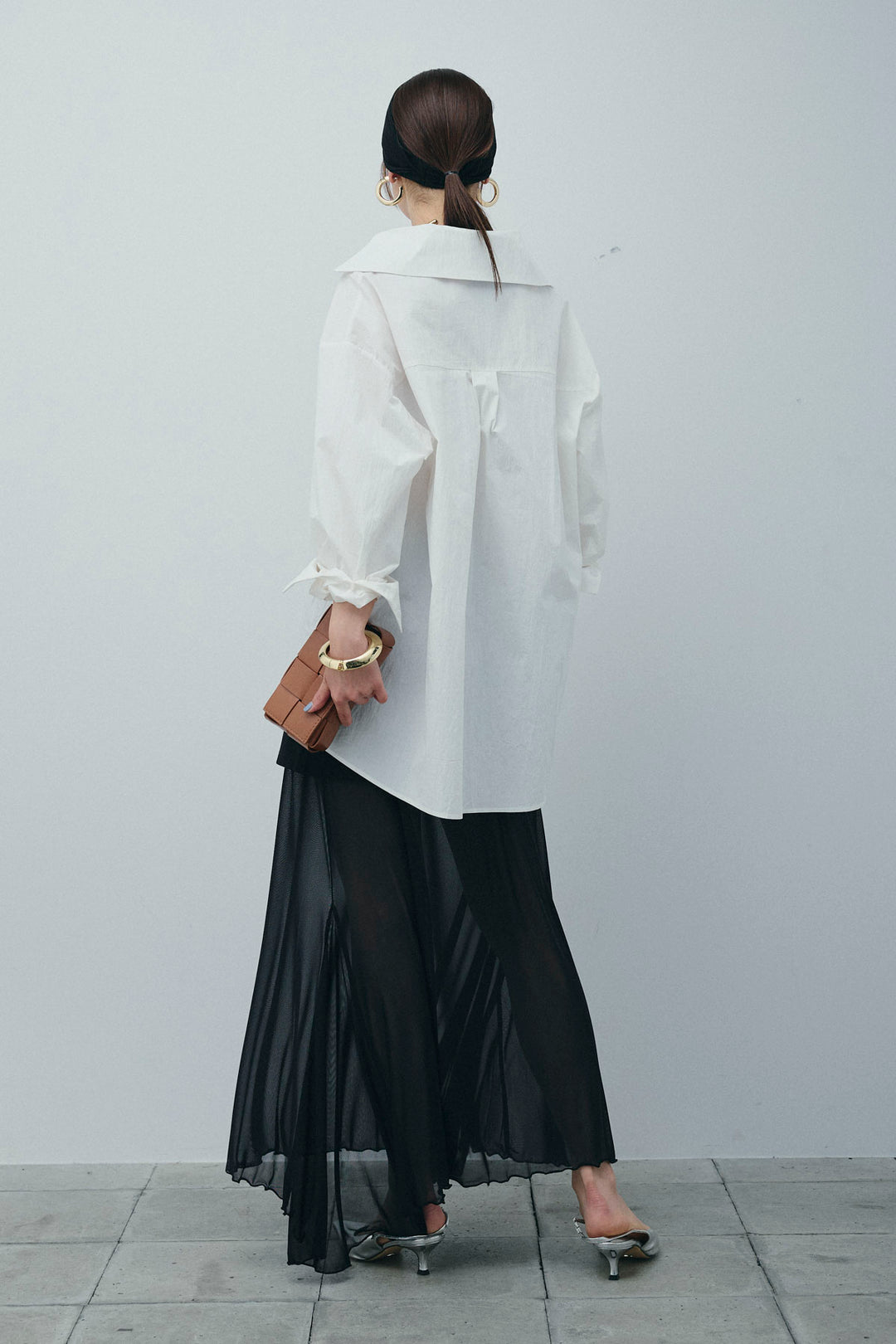 [予約/SET]スキッパービッグシャツ+チュールレイヤードミニスカート(2set)