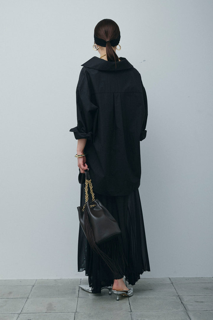 [予約/SET]スキッパービッグシャツ+チュールレイヤードミニスカート(2set)