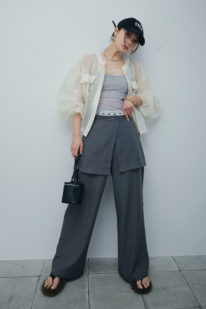 [予約/SET]ドロストシアーブルゾン+ラップ巻きストレートパンツ(2set)