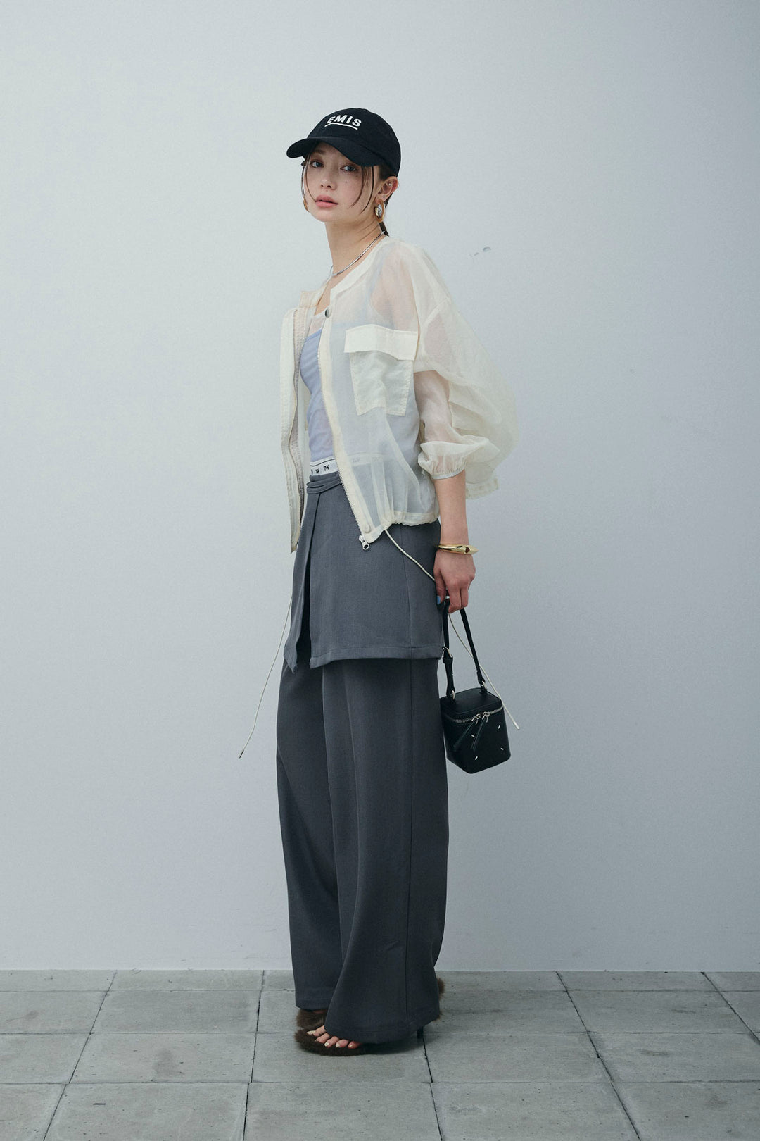 [予約/SET]ドロストシアーブルゾン+ラップ巻きストレートパンツ(2set)