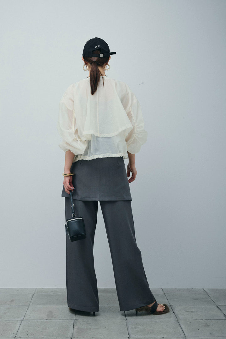 [予約/SET]ドロストシアーブルゾン+ラップ巻きストレートパンツ(2set)