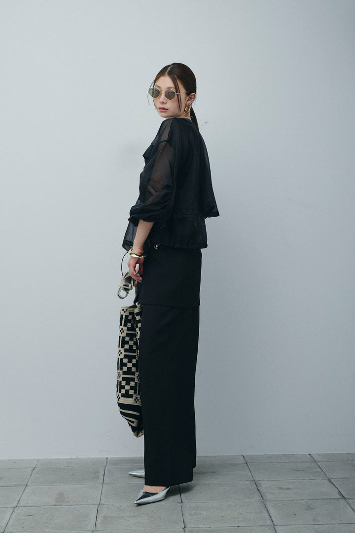 [予約/SET]ドロストシアーブルゾン+ラップ巻きストレートパンツ(2set)