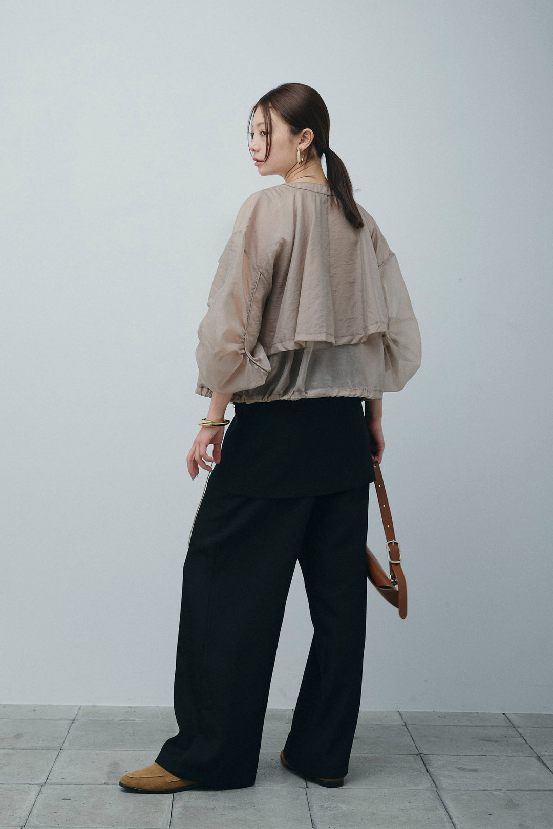 [予約/SET]ドロストシアーブルゾン+ラップ巻きストレートパンツ(2set)