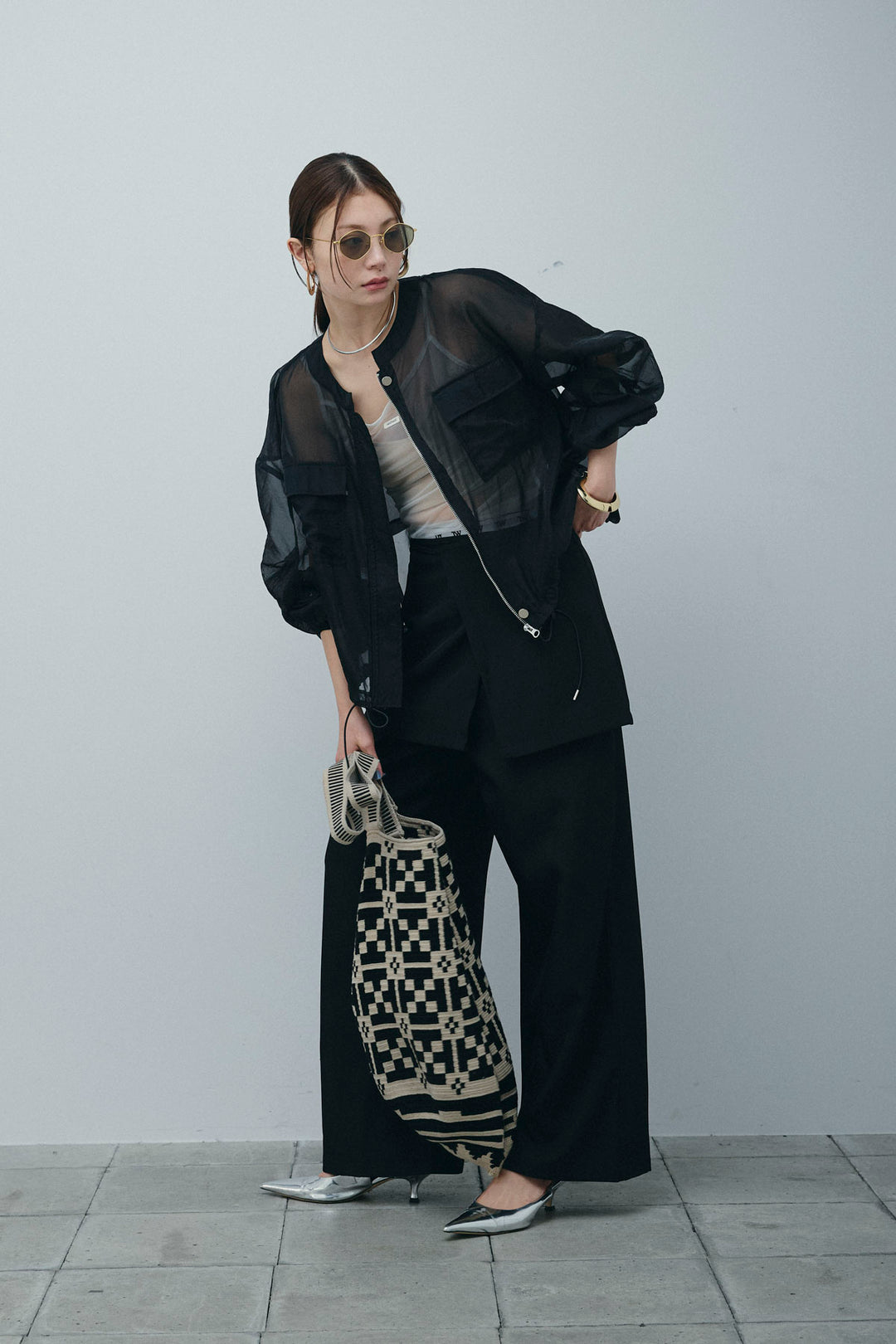 [予約/SET]ドロストシアーブルゾン+ラップ巻きストレートパンツ(2set)