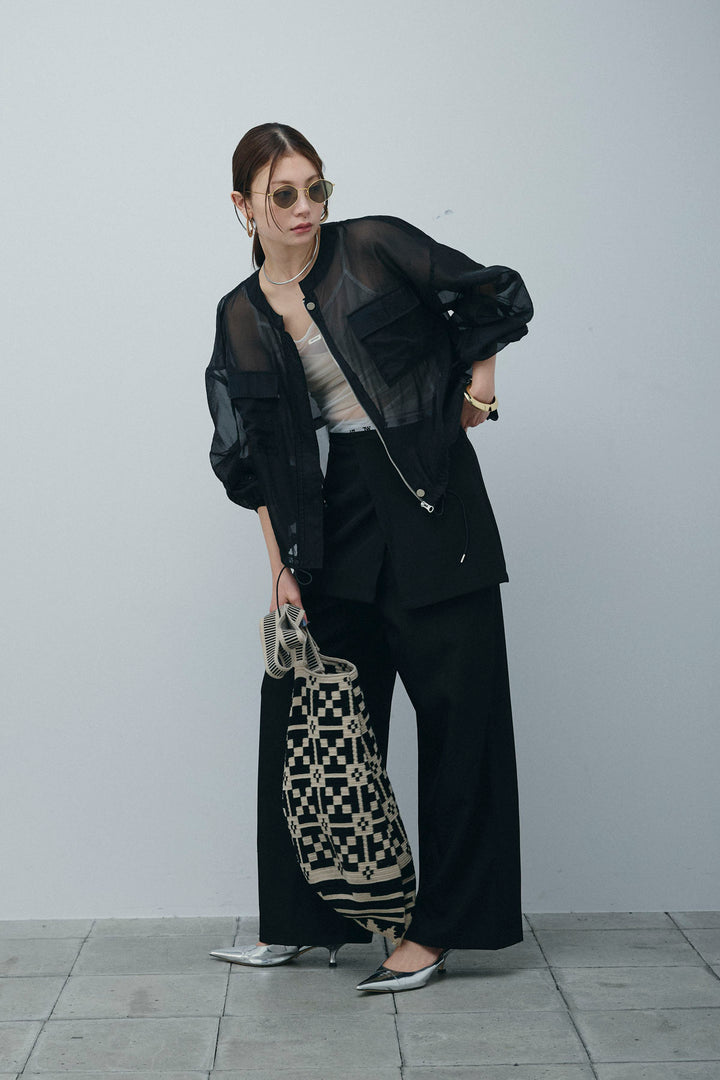 [予約/SET]ドロストシアーブルゾン+ラップ巻きストレートパンツ(2set)