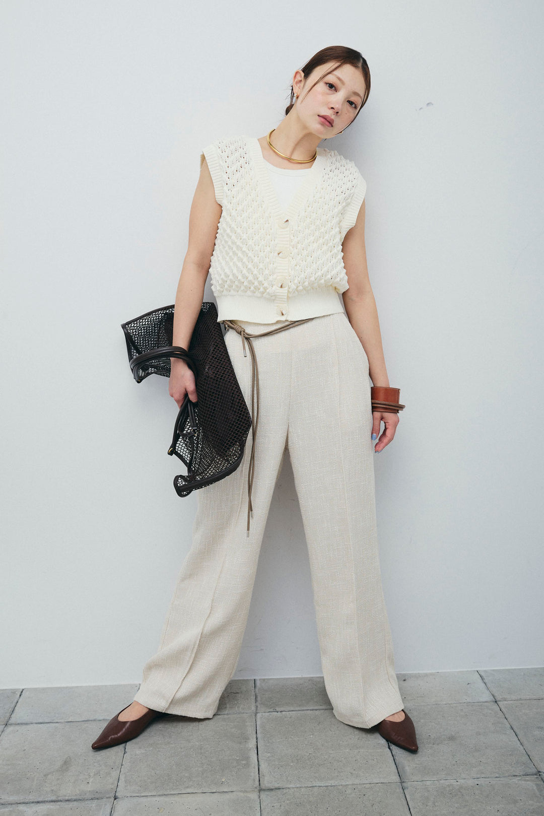 [予約/SET]バンピーステッチ2WAYベスト+サマーツイードタックパンツ(2set)