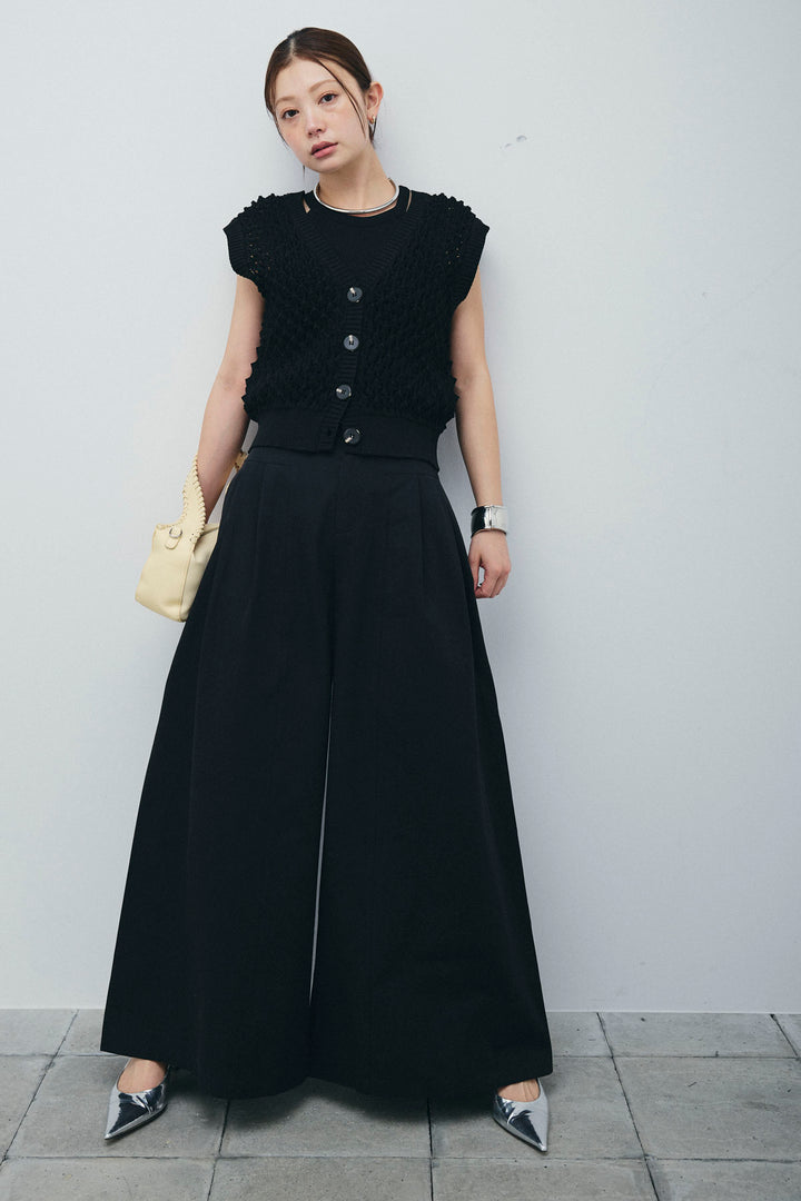 [予約/SET]カップ付きホルターネックタンク+バンピーステッチ2WAYベスト+ベルト付きバギーパンツ(3set)