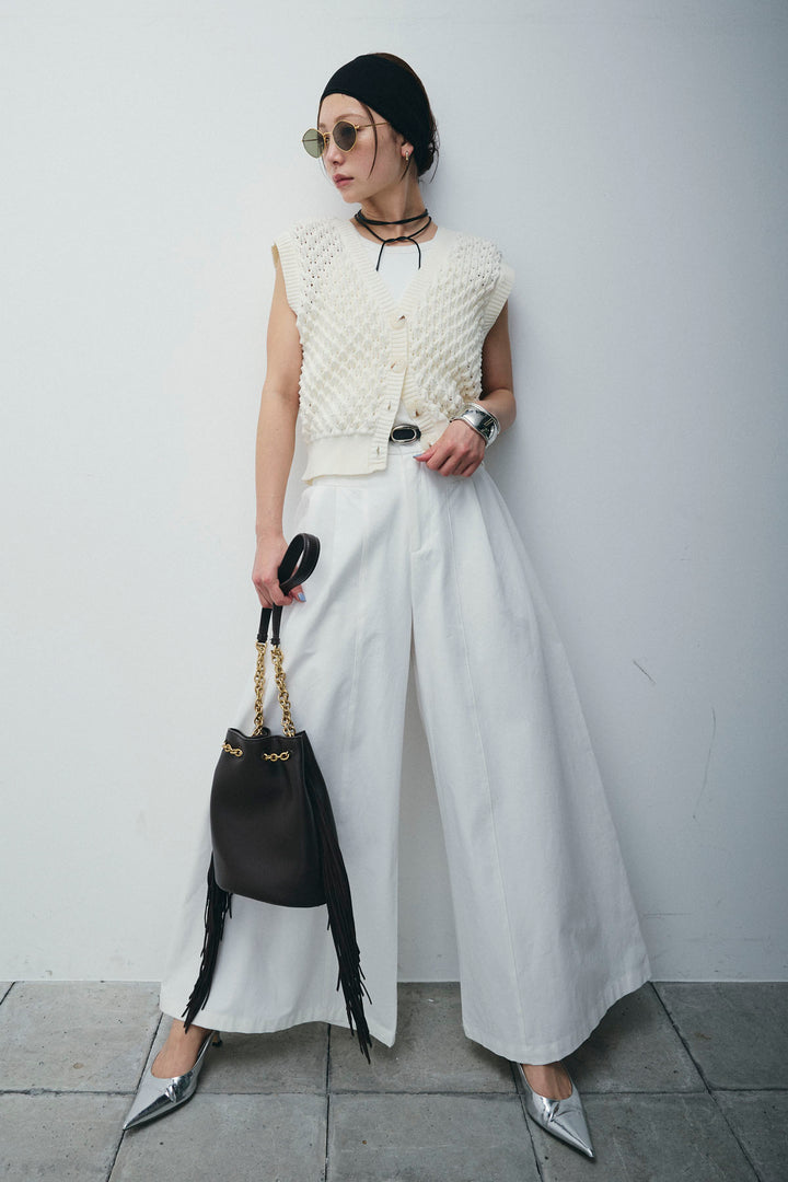 [予約/SET]カップ付きホルターネックタンク+バンピーステッチ2WAYベスト+ベルト付きバギーパンツ(3set)